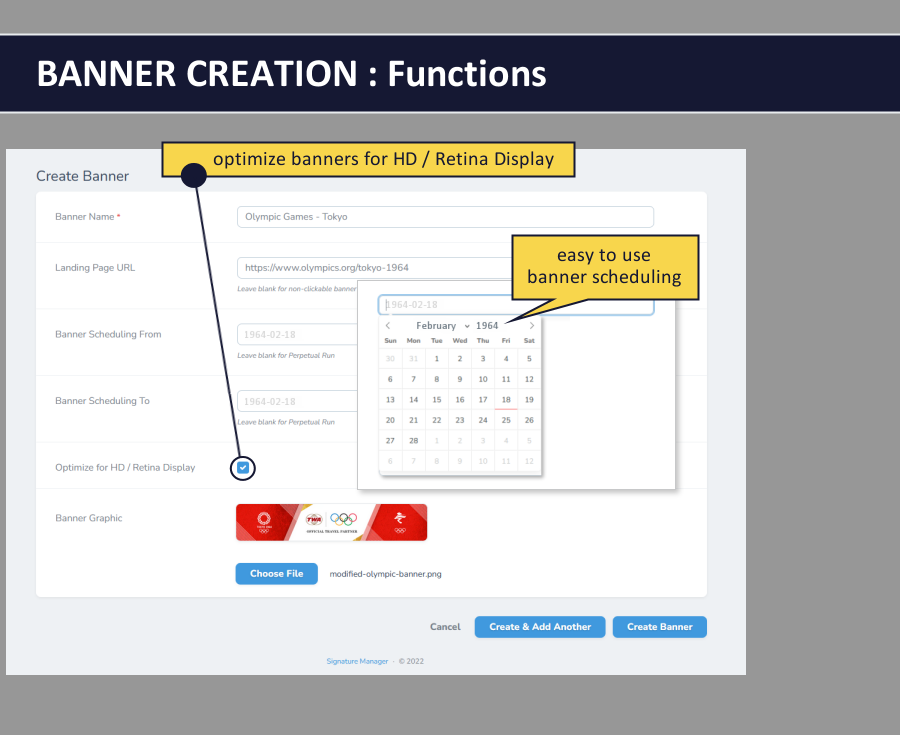 email signature dashboard - banner creation