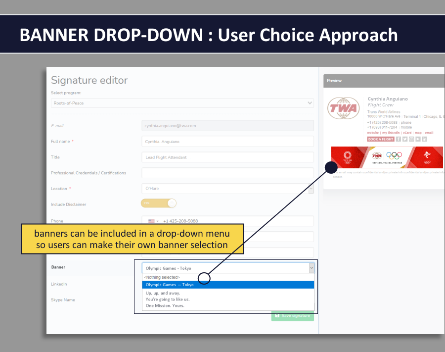 email signature dashboard - banner assignment 2