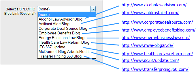 email signature drop-down selections