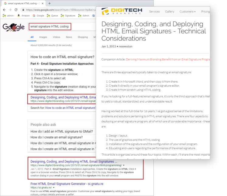 Email Signature HTML Coding Google Search Results