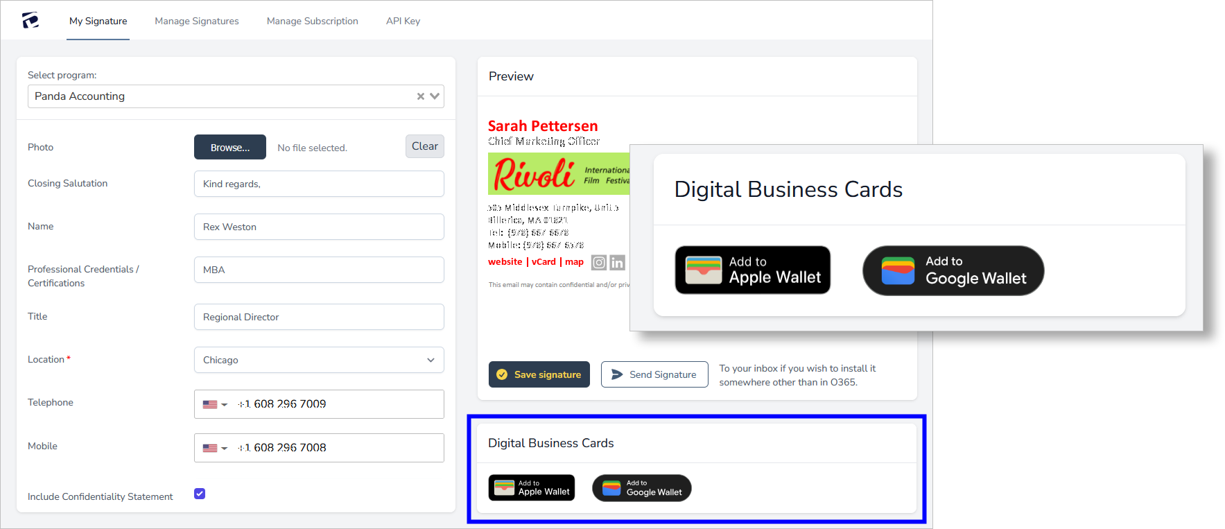 install digital business cards