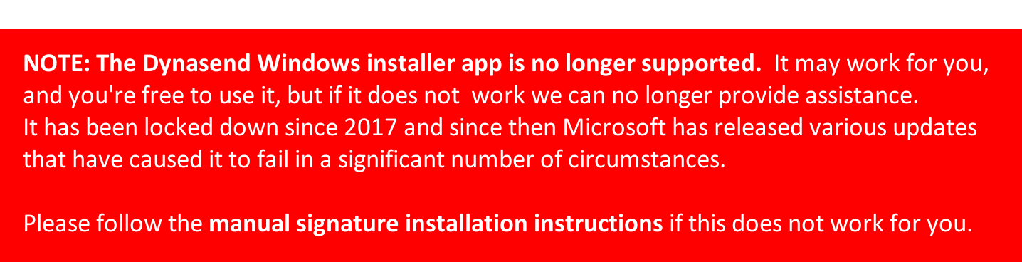 windows installer no longer supported