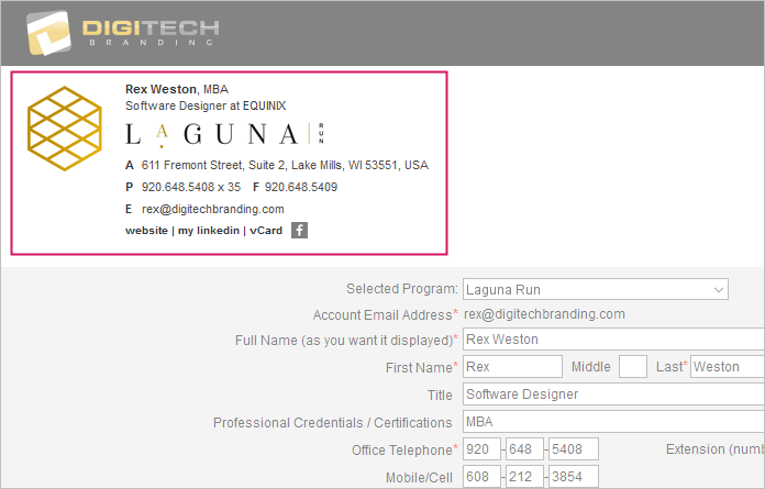 email signature live preview