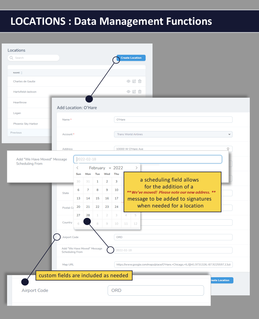 email signature dashboard - locations