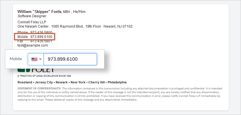 Email Signatures Mobile Number