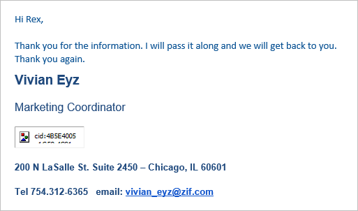 poorly constructed email signature