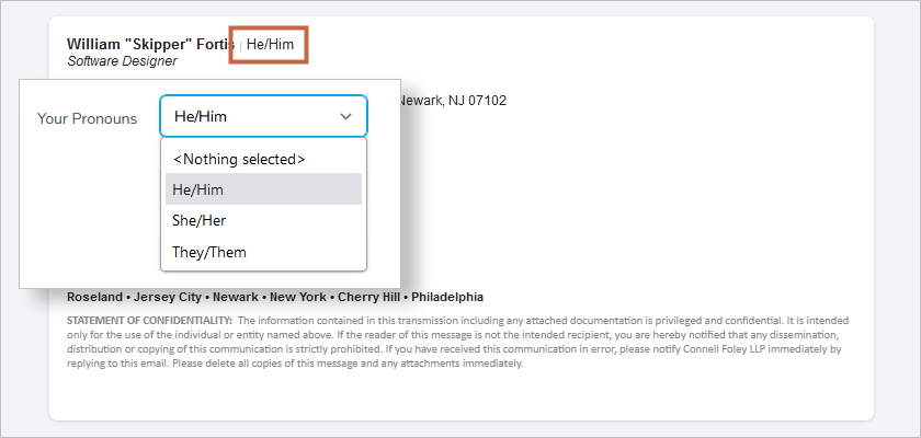 Email Signatures Preferred Pronouns
