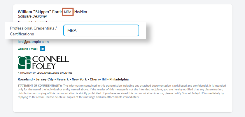 Email Signatures Professional Credentials